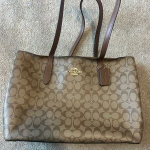 Coach Brown Signature Large Avenue Carryall Tote